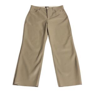 Express Pants Womens 12 Short Tan Faux Leather Modern Straight Super High Rise